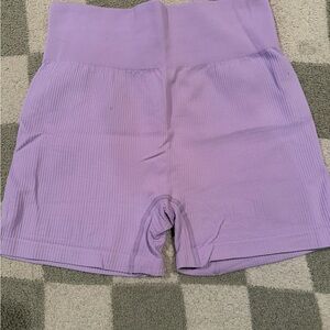 Women's OQQ Purple Ribbed Shorts